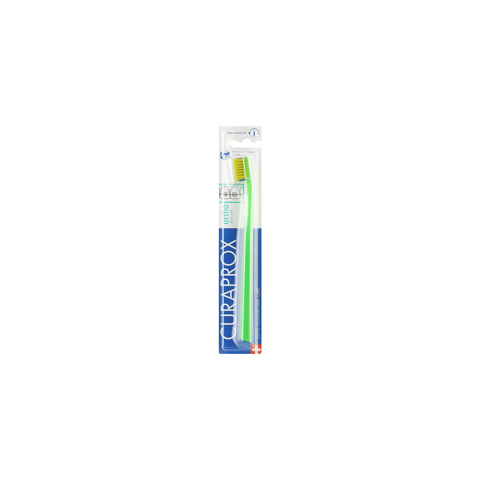 Зубна щітка Curaprox CS 5460 Ortho Ultra Soft Ультрам'яка ортодонтична Салатова із салатовою щетиною (CS 5460 Ortho-04)