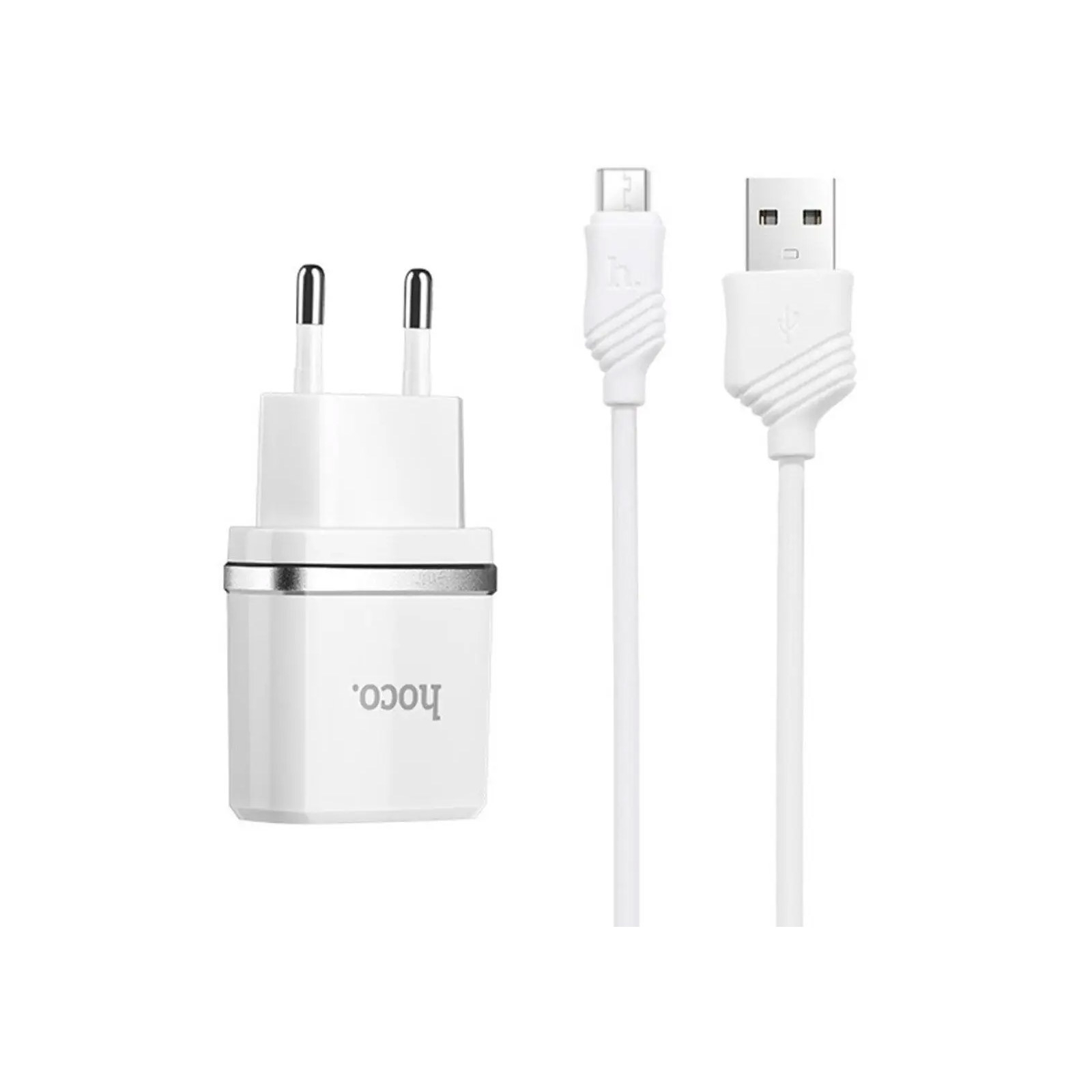 Зарядний пристрій HOCO C12 Smart dual USB (Micro cable)charger set Black (6957531064114)