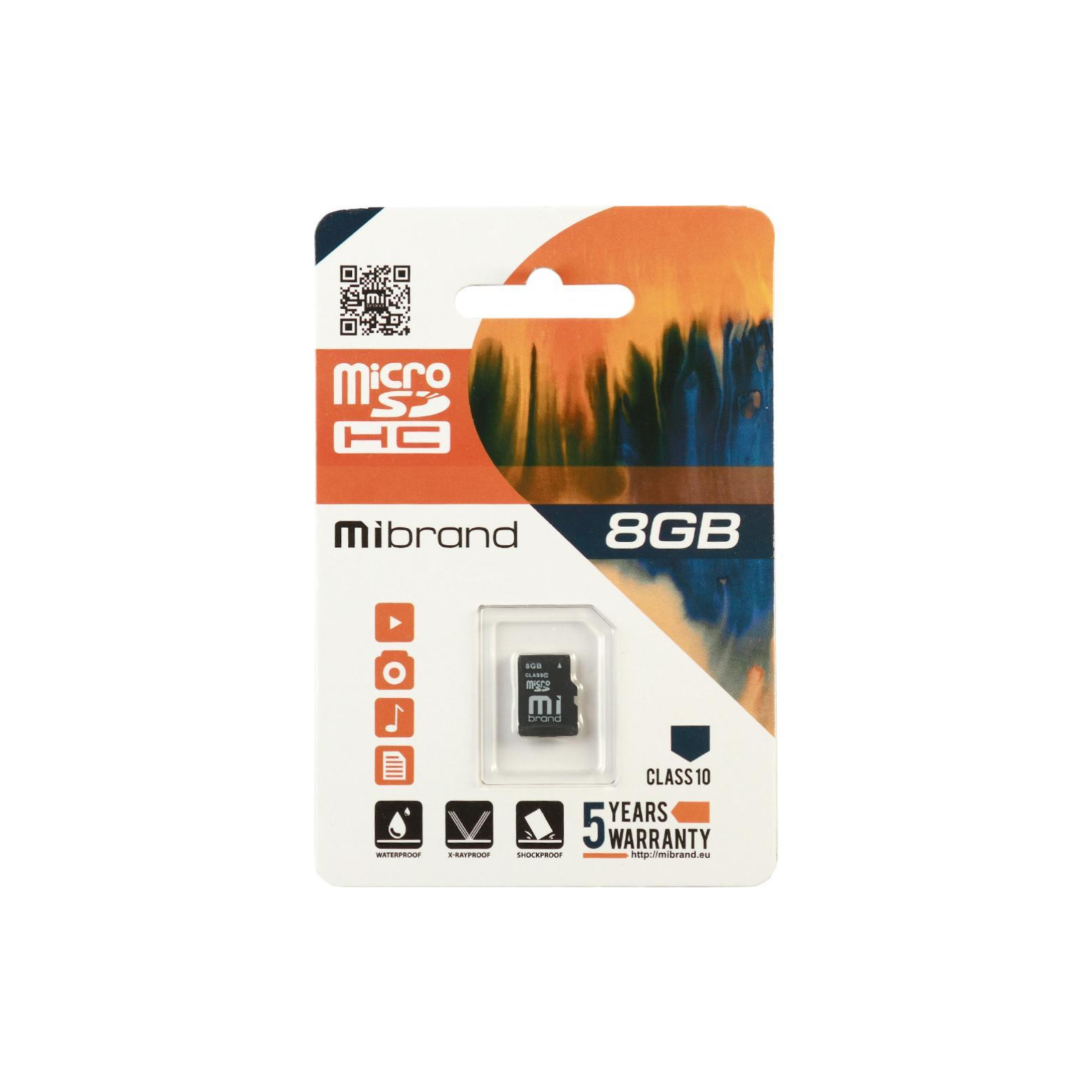 Карта пам'яті Mibrand 8GB mircroSD class 6 (MICDC6/8GB)