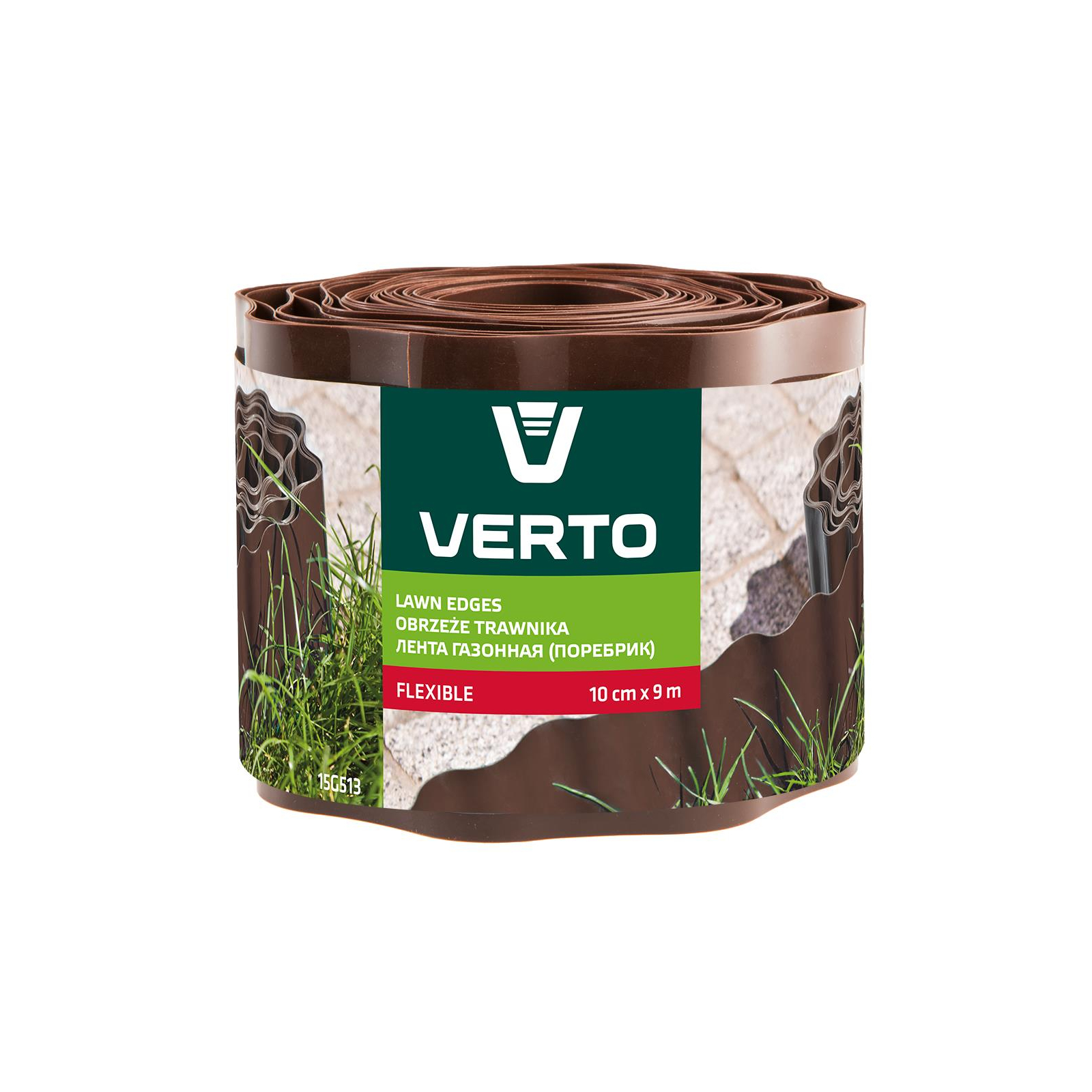 Садовое ограждение Verto лента газонная, бордюрная, волнистая, 10смх9м, коричневая (15G513)