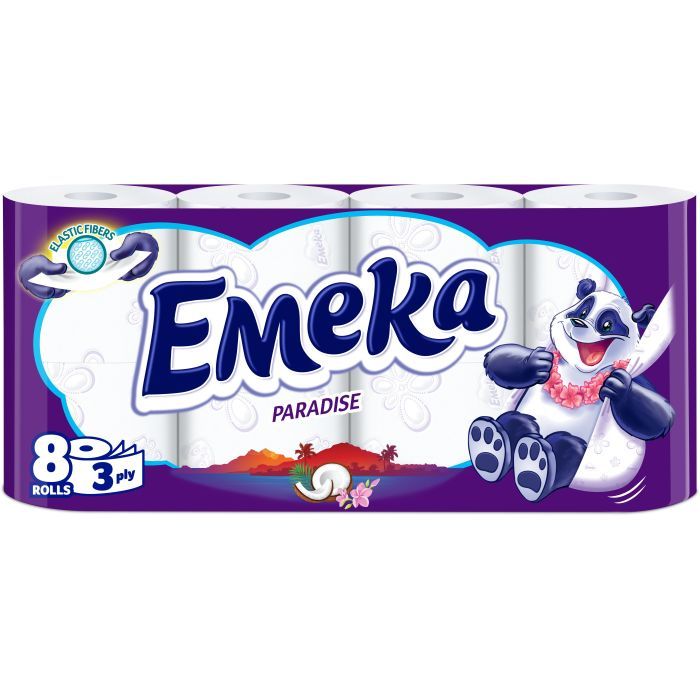 Туалетная бумага Emeka Paradise 3 слоя 8 рулонов (3800024026539)