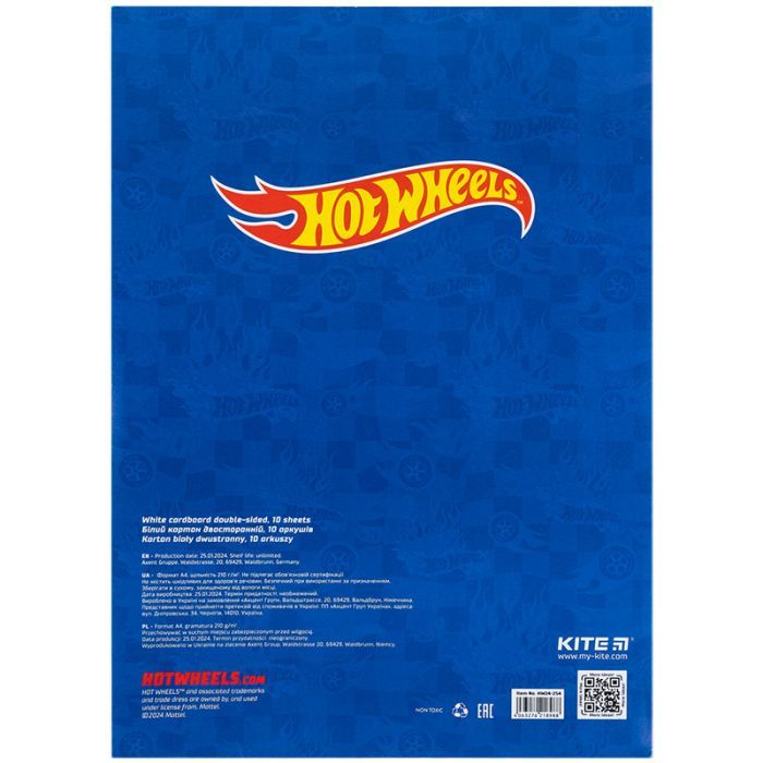 Білий картон Kite A4 Hot Wheels 10 аркушів (HW24-254) зображення 4
