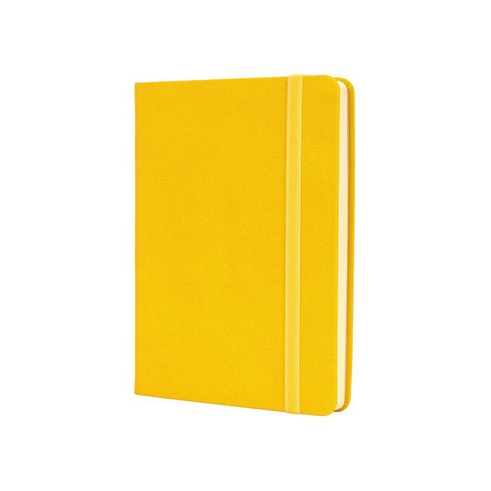 Книга записная Optima А6 SQUARE, твердая обложка, резинка, кремовый блок линия, желтый (O20386-05)