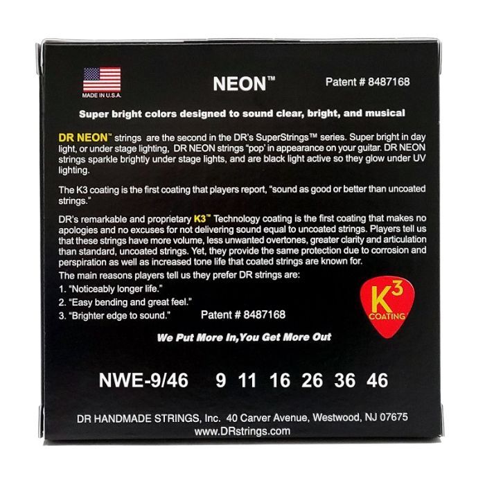 Струны для гитары DR Strings NEON White Electric - Light Heavy (09-46) (NWE-9/46) изображение 3