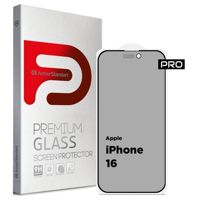 Скло захисне Armorstandart Pro Anti-spy Matte Apple iPhone 16 Black (ARM79397)