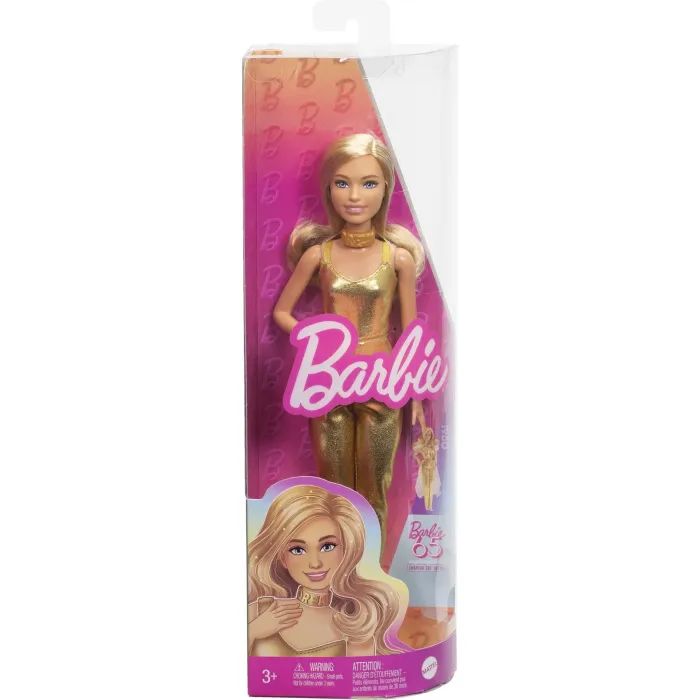 Лялька Barbie Модниця в золотистому комбінезоні (HRH19) зображення 5
