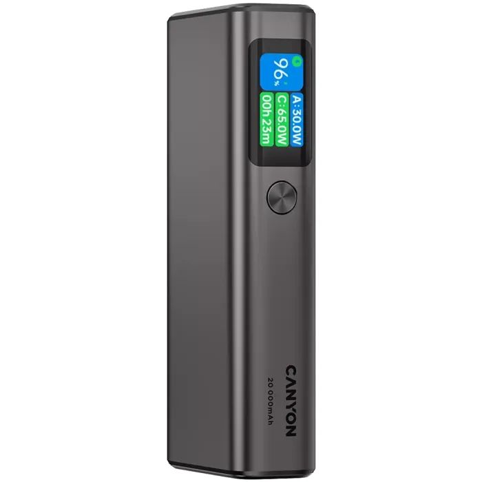 Батарея универсальная Canyon 20000mAh OnPower 230 TFT PD/130W Dark Grey (CNS-CPB230DG) изображение 2