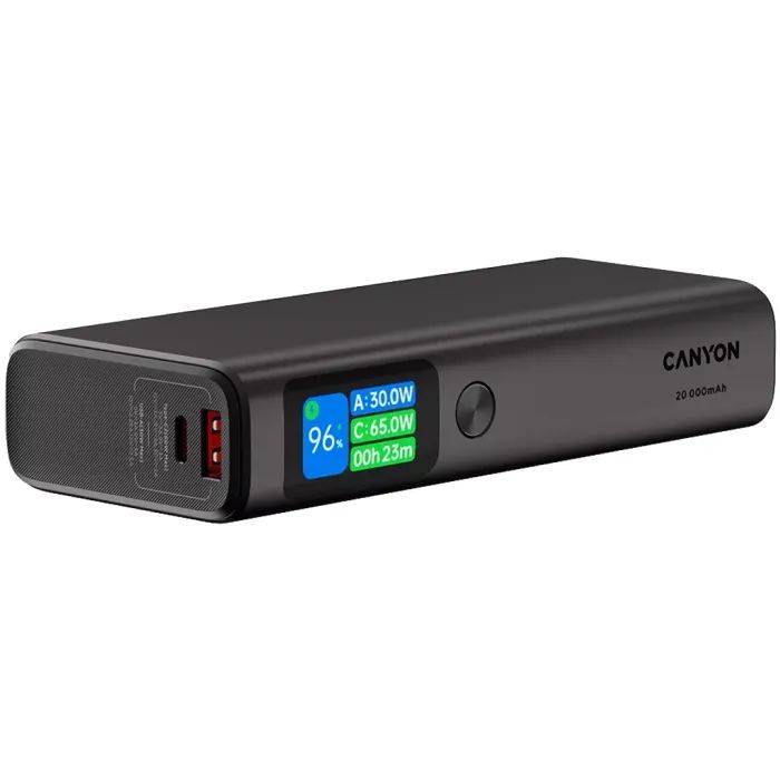 Батарея универсальная Canyon 20000mAh OnPower 230 TFT PD/130W Dark Grey (CNS-CPB230DG) изображение 5