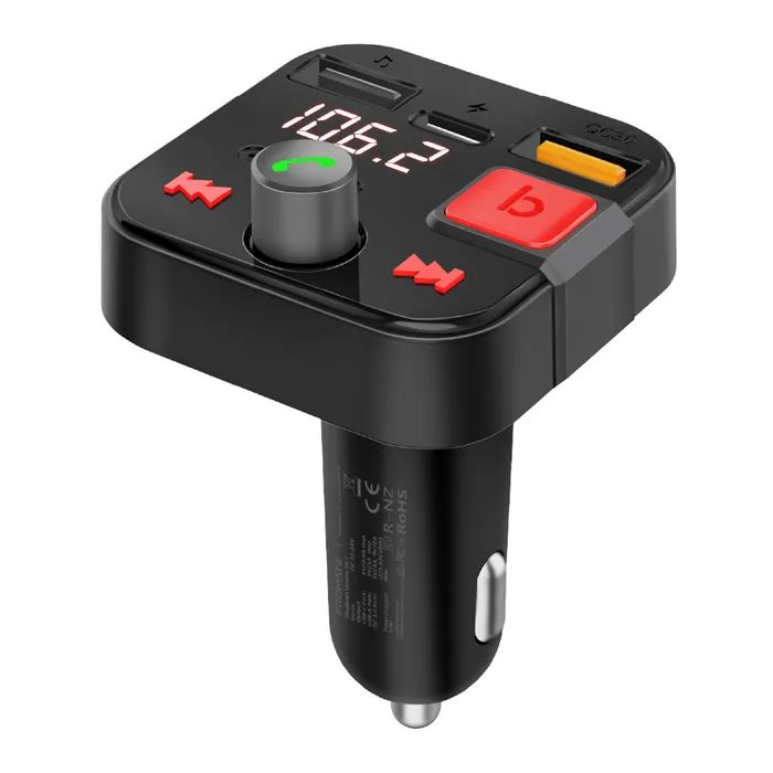 FM модулятор Promate PowerTune 30w USB-A OTG/USB-A QC3.0/USB-C BLACK (powertune-30w.black)