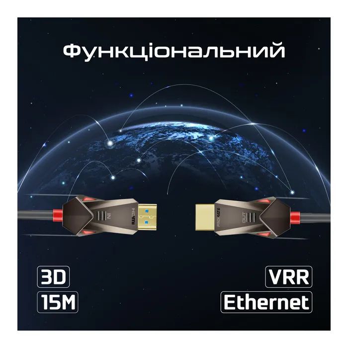 Кабель мультимедійний HDMI M to HDMI M 15.0m V2.0 Promate (prolink4k60-15m) зображення 6