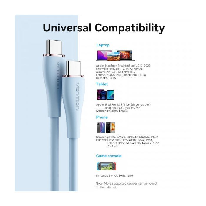 Дата кабель USB-C to 2xUSB-C 1.5m 5.0A Silicone Type Green Vention (CTMGG) зображення 3