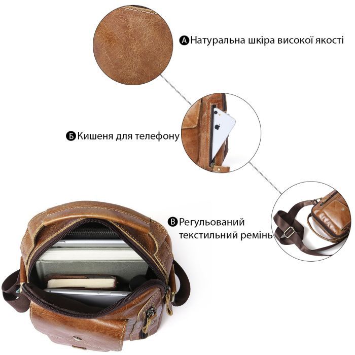 Сумка Vintage Світло-коричнева (14766) зображення 5