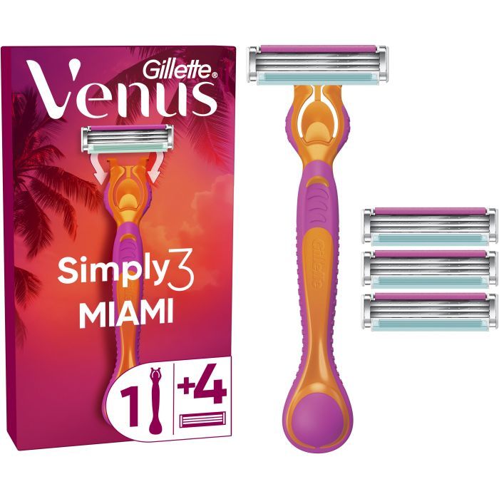 Бритва Gillette Simply Venus 3 Miami с 4 сменными картриджами (8700216878333) изображение 2