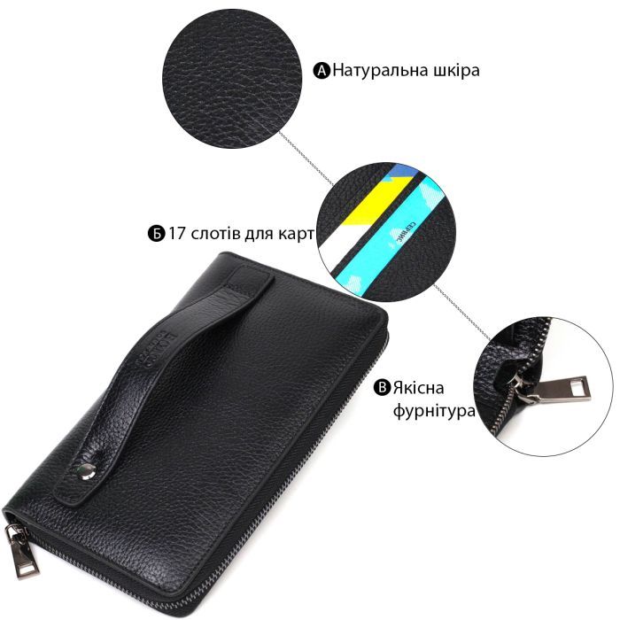 Гаманець Bond Accessories З одним відділенням з натуральної шкіри Чорна (22029) зображення 4