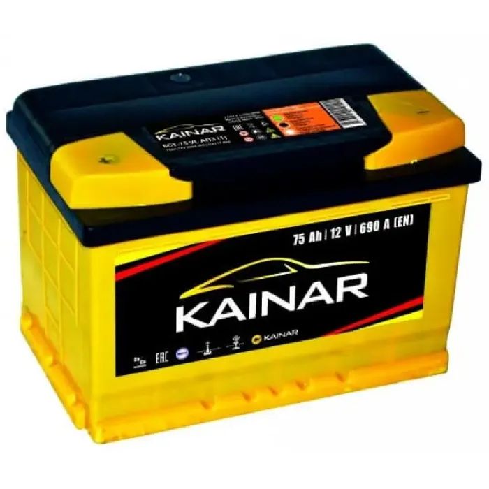 Аккумулятор автомобильный KAINAR STANDART 75Ah Н Ев (-/+) (690EN) (075 160)