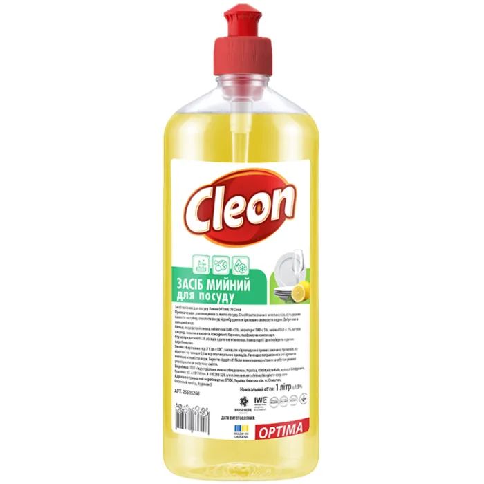 Засіб для ручного миття посуду Cleon Лимон 1 л (4820289450183)
