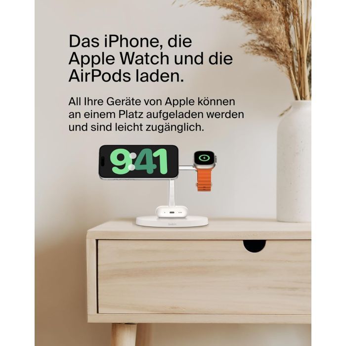 Зарядний пристрій Belkin 3in1 Magnetic Pad Qi2 15W Black (WIZ032KQBK) зображення 3