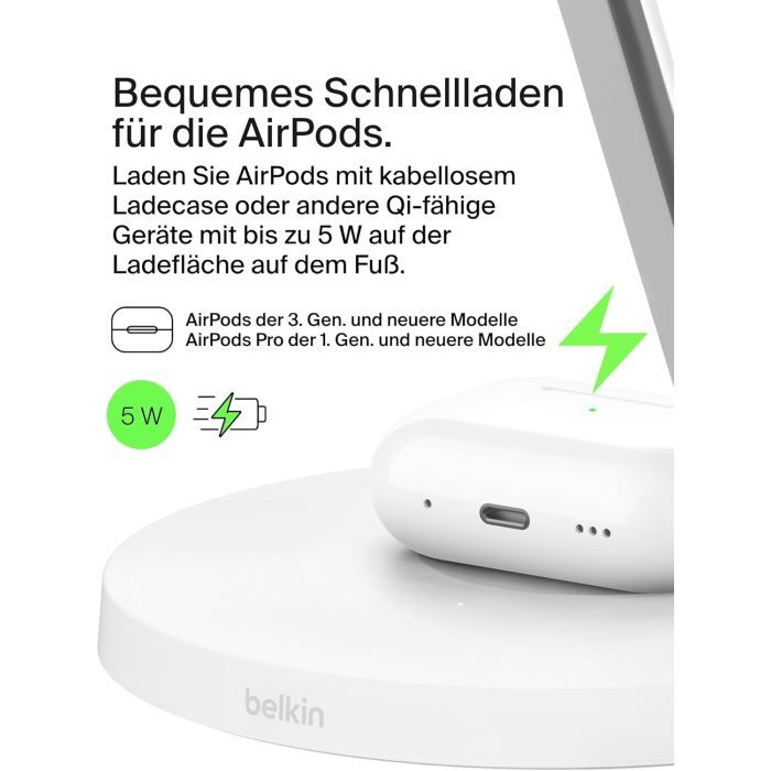 Зарядний пристрій Belkin 3in1 Magnetic Pad Qi2 15W Black (WIZ032KQBK) зображення 5