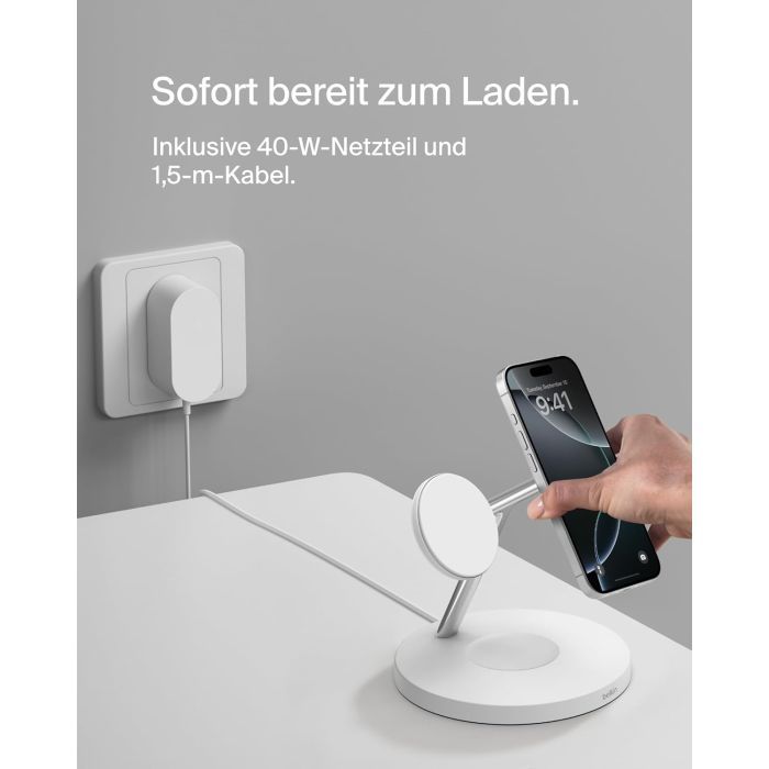 Зарядний пристрій Belkin 3in1 Magnetic Pad Qi2 15W Black (WIZ032KQBK) зображення 7