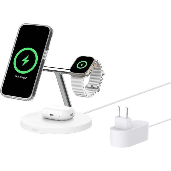 Зарядний пристрій Belkin 3in1 Magnetic Pad Qi2 15W Black (WIZ032KQBK) зображення 9