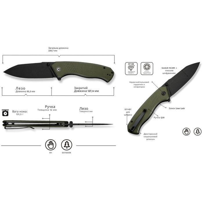 Нож Civivi Placoid, Blue G10, Satin (C23079-2) изображение 10