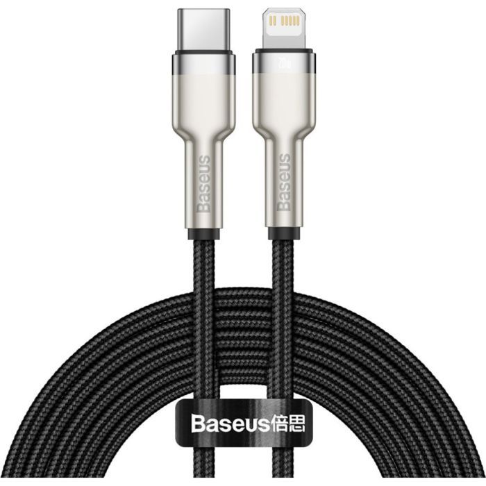Дата кабель USB-C to Lightning 1.0m Cafule Metal PD 20W black Baseus (CATLJK-A01)
