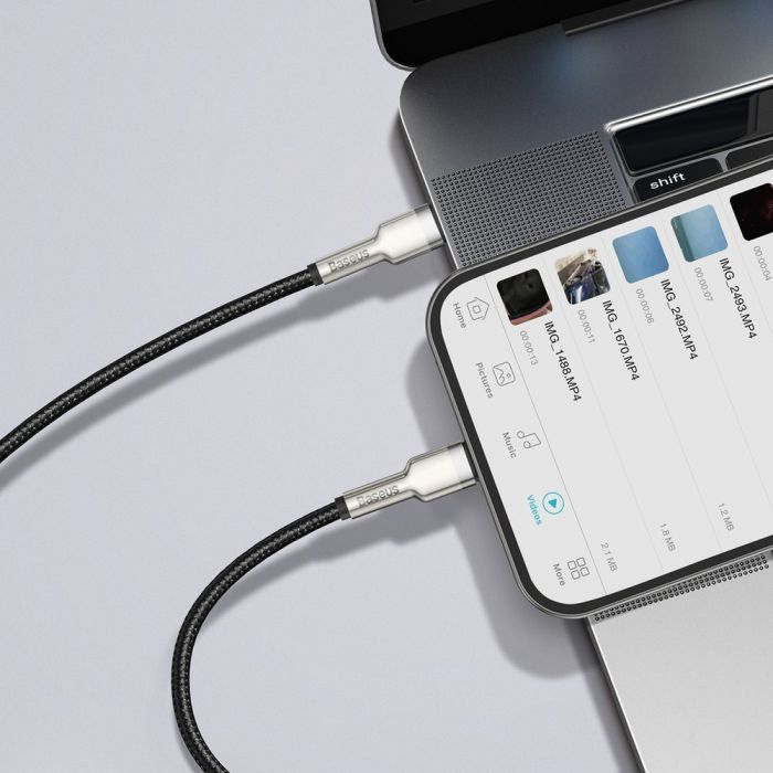 Дата кабель USB-C to Lightning 1.0m Cafule Metal PD 20W black Baseus (CATLJK-A01) зображення 6