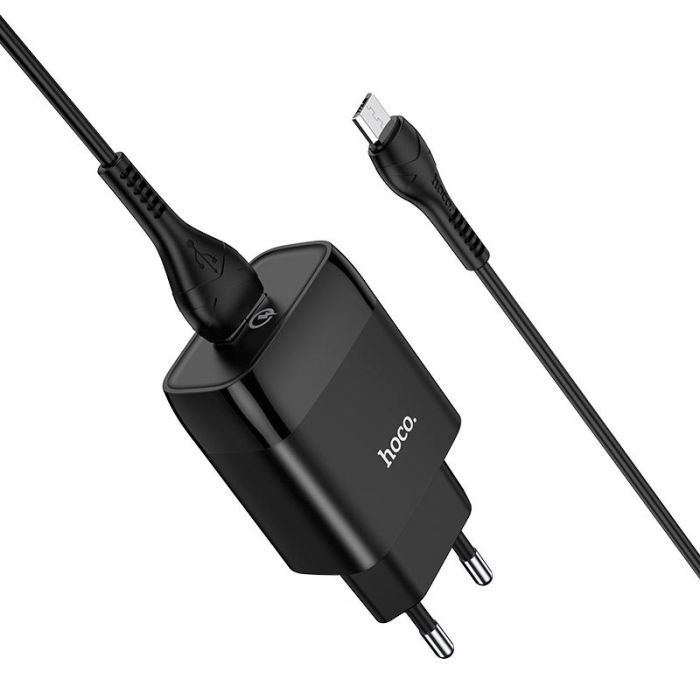 Зарядний пристрій HOCO C72Q Glorious USB QC3.0 + cable USB to Micro 5P 18W Black (6931474732521) зображення 2