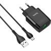 Зарядний пристрій HOCO C72Q Glorious USB QC3.0 + cable USB to Micro 5P 18W Black (6931474732521)