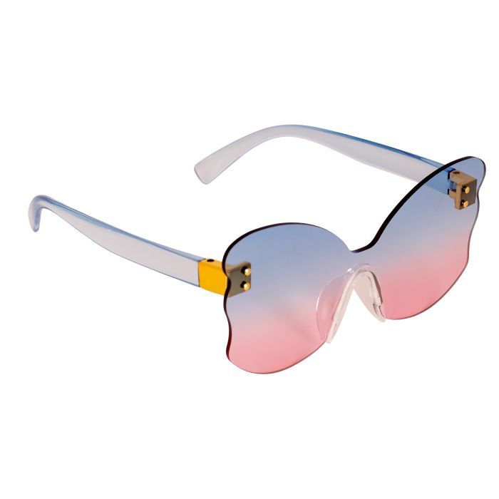 Детские солнцезащитные очки Lukky Fashion без оправи "Метелики", рожево-блакитні (T23395)