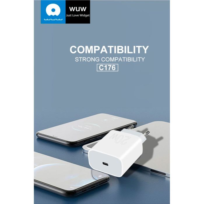 Зарядное устройство WUW C176 USB-C PD20W White (WUW-C176) изображение 7