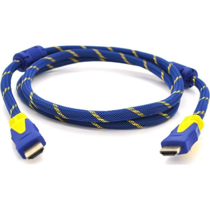 Кабель мультимедійний HDMI M to HDMI M 3.0m V1.4 blue yellow Merlion (YT-HDMI(M)/(M)NY/BL-3.0m)