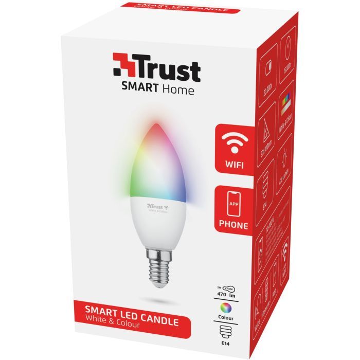 Розумна лампочка Trust E14 470 Lumen, 1800-6500k, RGBCW, white (71280_TRUST) зображення 4 Розумна лампочка Trust E14 470 Lumen, 1800-6500k, RGBCW, white (71280_TRUST) зображення 4