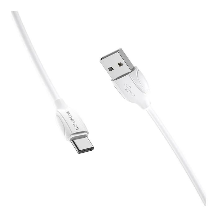 Дата кабель USB 2.0 AM to USB-C 1.0m 3A white BOROFONE (6931474701800)