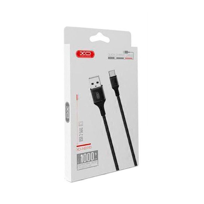 Дата кабель USB 2.0 AM to USB-C 1.0m braided black XO (XO-NB143C1-BK) зображення 2