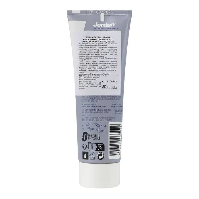Зубная паста Jordan Stay Fresh White Smile Белоснежная улыбка 75 мл (7046110031025) изображение 4