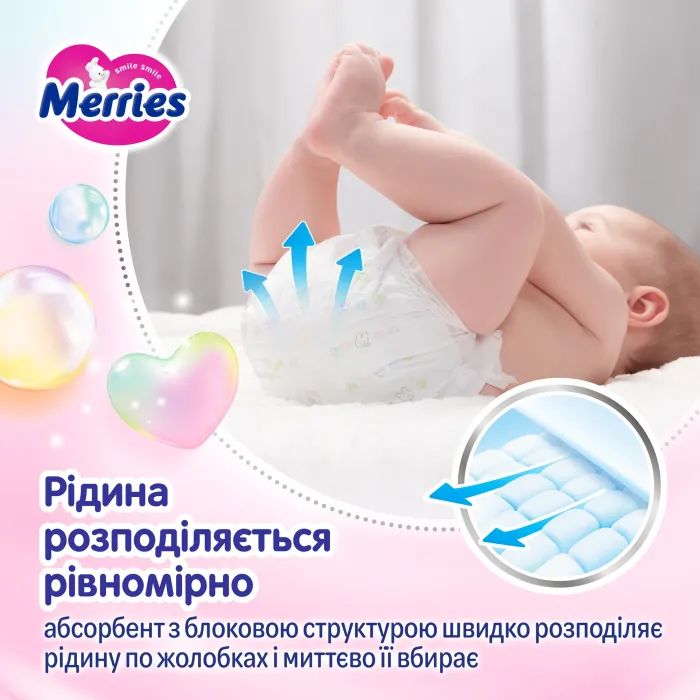 Подгузники Merries розмір S (4-8 кг) 62 шт (4901301437709) изображение 4
