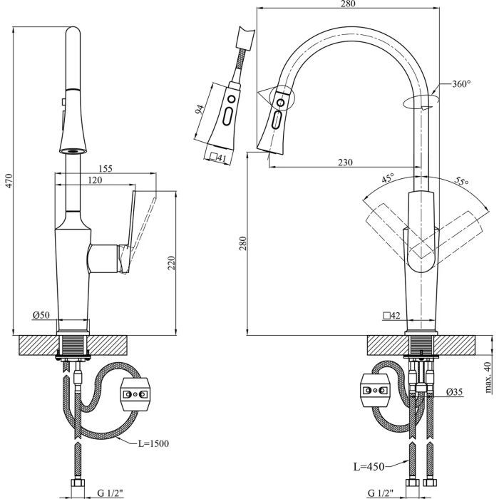 Змішувач Kroner KRP Makon-GRP030-T (CV033865) зображення 8