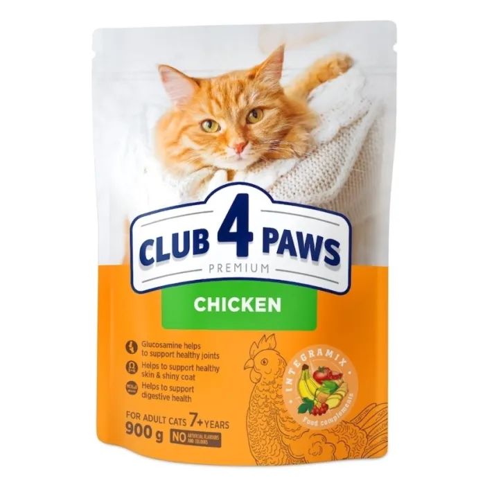 Сухий корм для кішок Club 4 Paws Преміум Adult Cats 7+ з куркою 14 кг (4820269144996)