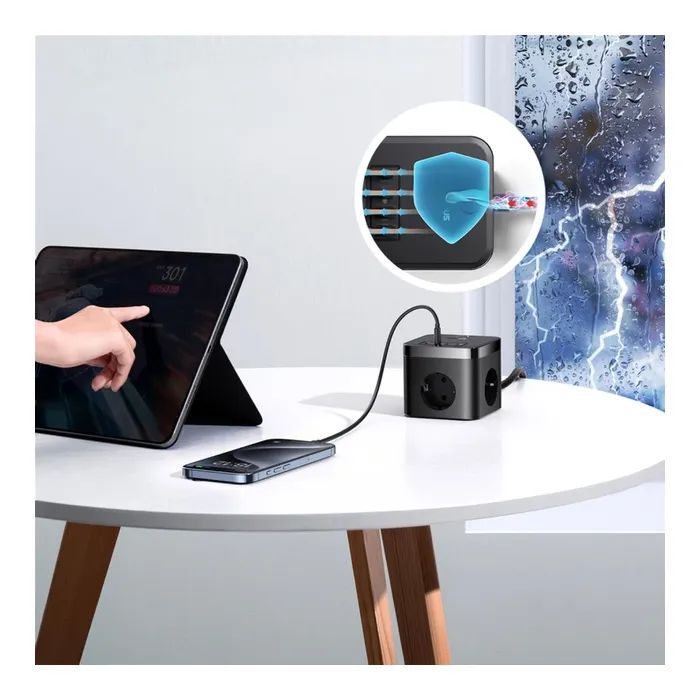 Сетевой фильтр питания Baseus PowerCombo Cube Power Strip (E00066400117-00) изображение 9