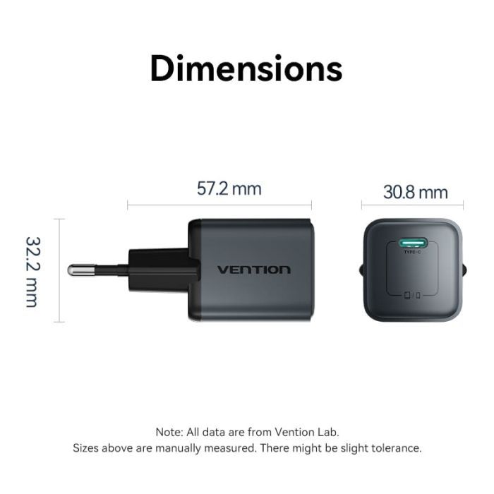 Зарядное устройство Vention USB-C PD20W GaN gray (FEVH0-EU) изображение 12