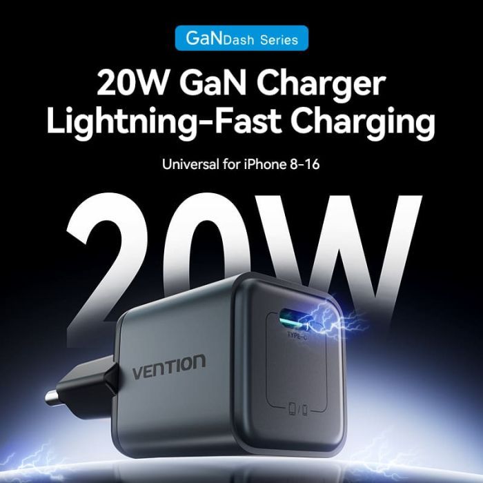Зарядное устройство Vention USB-C PD20W GaN gray (FEVH0-EU) изображение 2