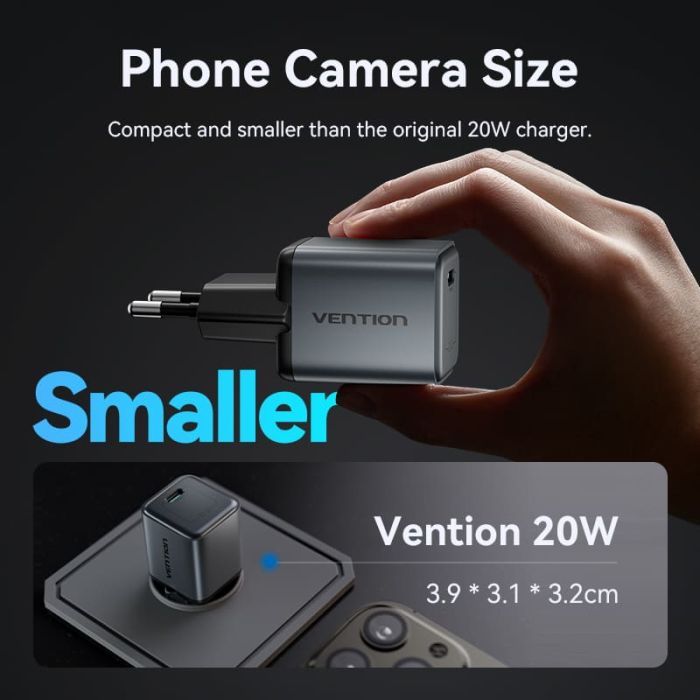 Зарядное устройство Vention USB-C PD20W GaN gray (FEVH0-EU) изображение 5
