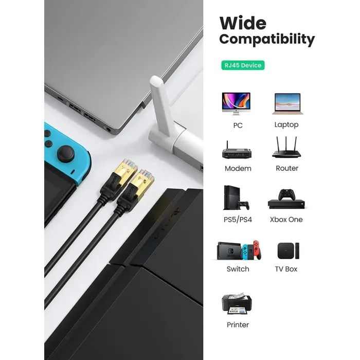 Патч-корд 1м, F/FTP cat 7 RJ-45 black Ugreen (U_11268) изображение 4