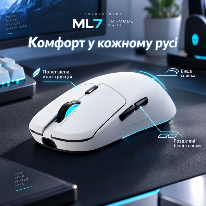 Мишка Thunderobot ML7 Tri-mode Grey (6932066316082) зображення 6