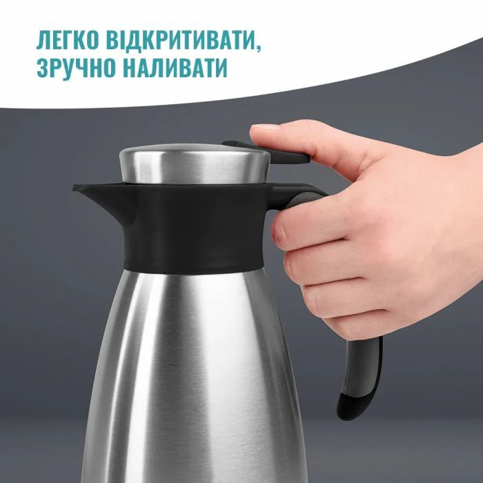 Термос Tefal Soft Grip, 1.5л, нежавіюча сталь, пластик, чорний (K3043214) зображення 4