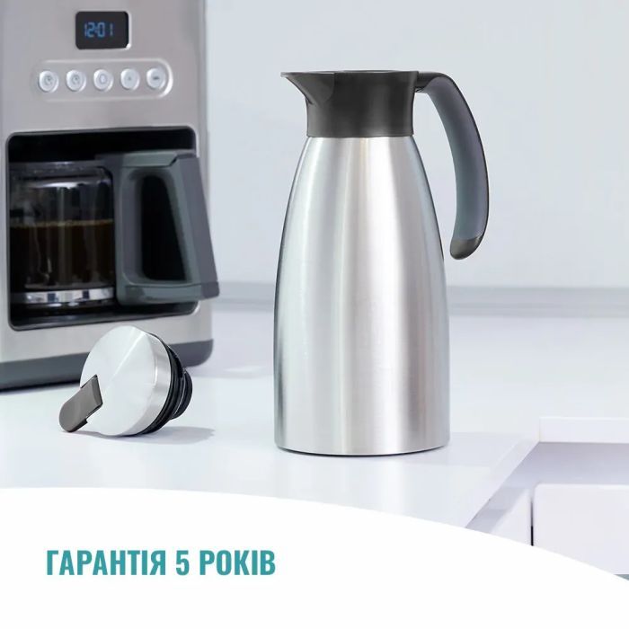 Термос Tefal Soft Grip, 1.5л, нежавіюча сталь, пластик, чорний (K3043214) зображення 8