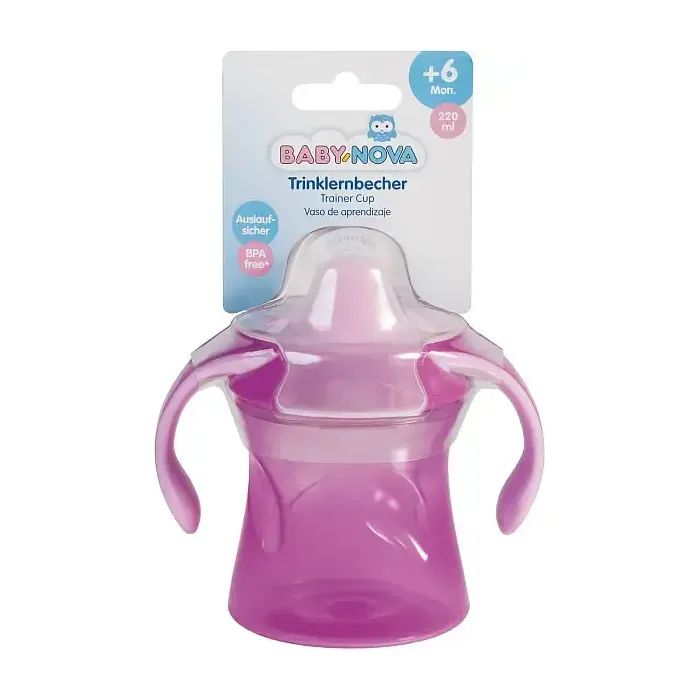 Поильник-непроливайка Baby-Nova з ручками рожева 220 м (3966043) изображение 2