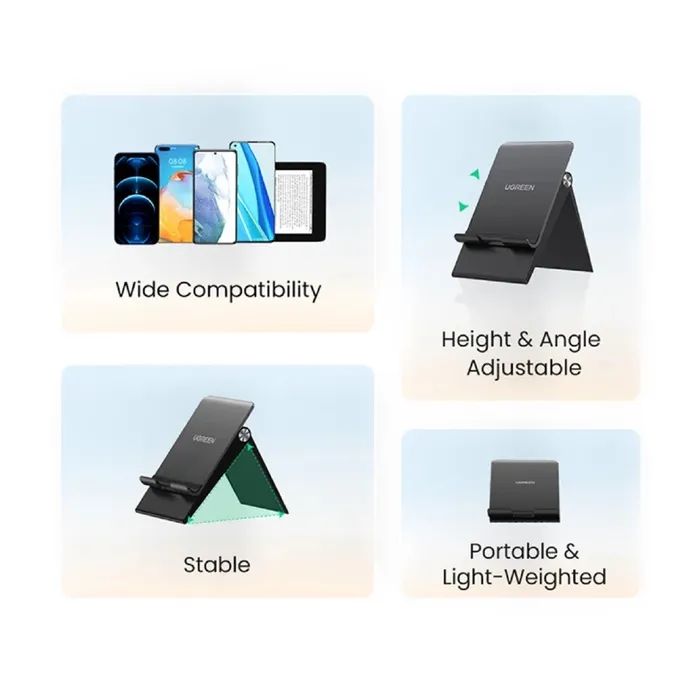 Подставка для планшета и телефона LP247 Adjustable Portable Stand Black Ugreen (80903) изображение 6
