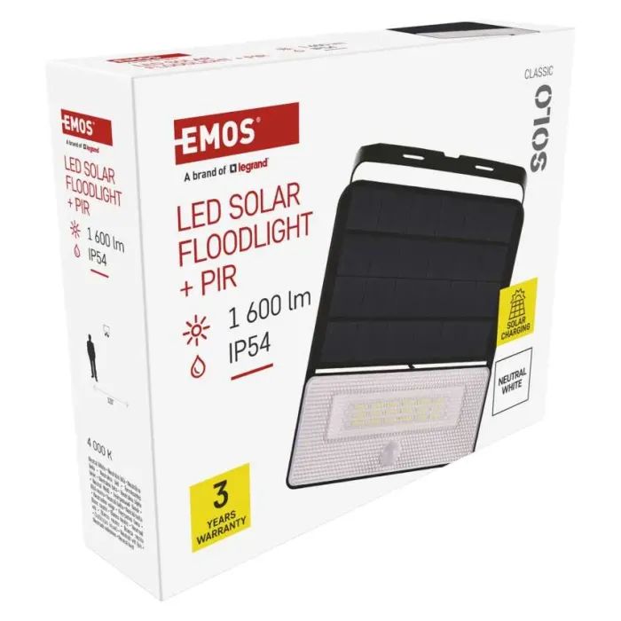 Прожектор EMOS сонячний світлодіодний 1600 лм IP54 4000K PIR (ZG122S) зображення 8